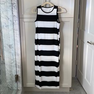 Black and white stripe maternity maxi dress